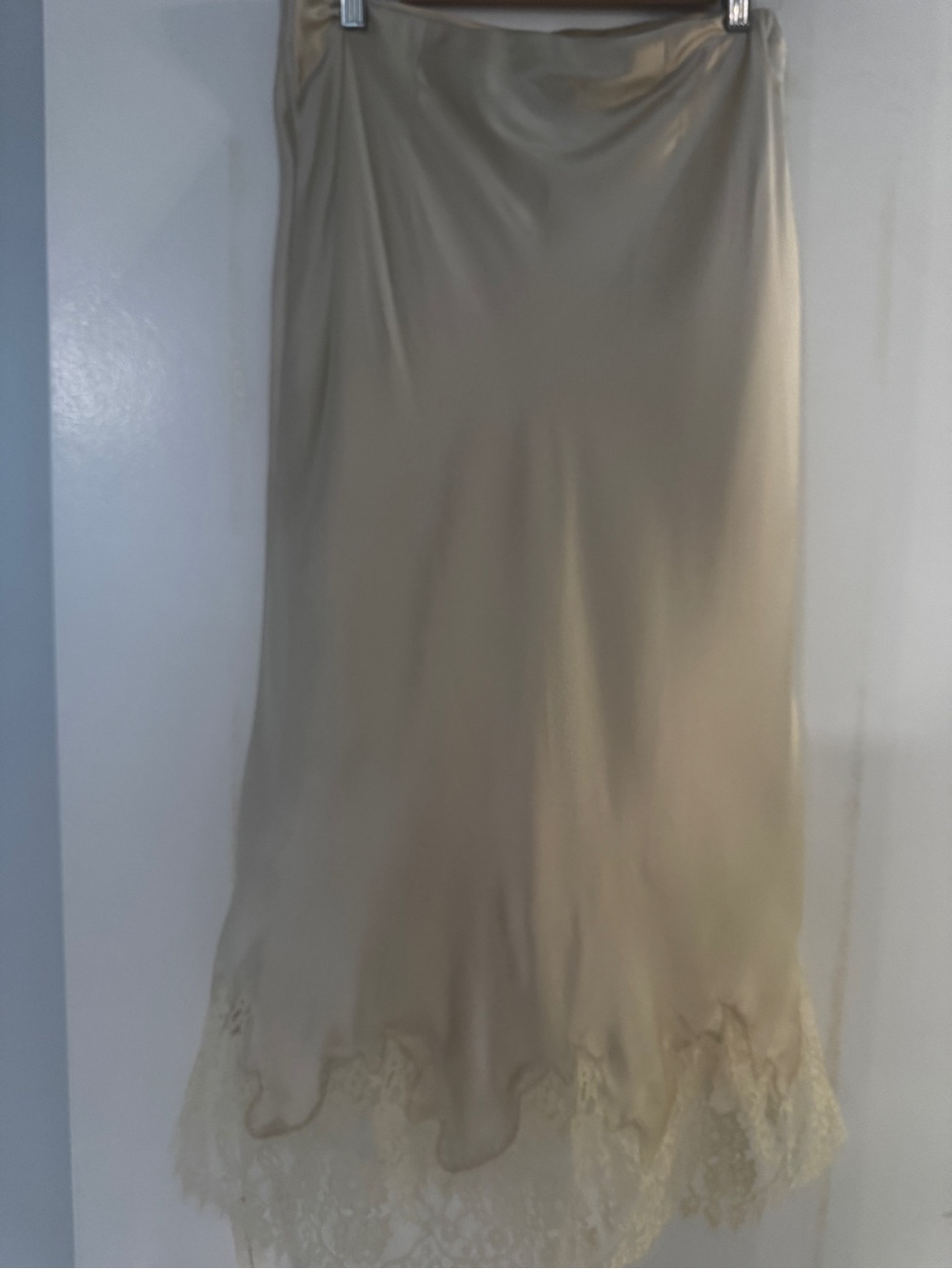 Reformation Carolina Silk Lace Hem Slip Skirt in Almond NWT - Picture 4 of 6